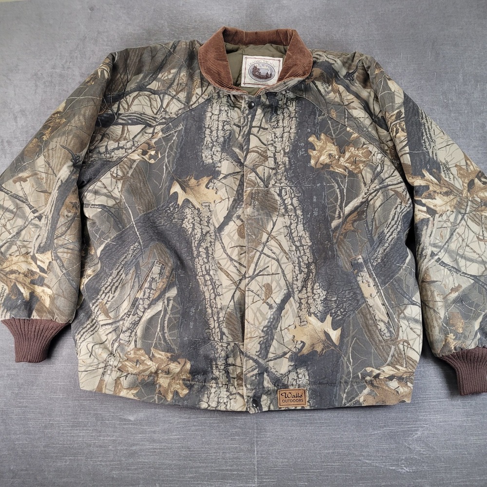 Walls Outdoors Bomber Jacket Mens XL Camo Realtree Hardwoods Quilted Insulated